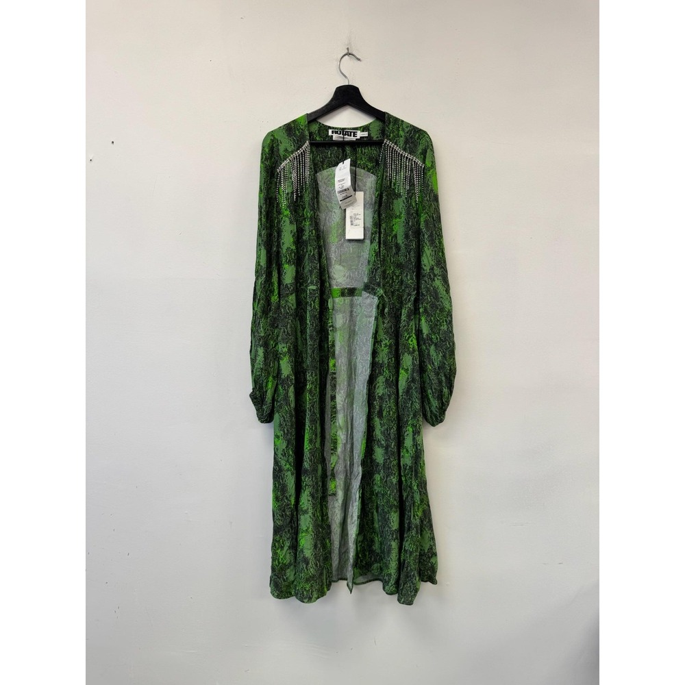 ROTATE Birger Christensen Ira Snake Print Wrap Dress Womens‎ Small Green Maxi